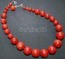Csiszolt fazettált óriás-korall lánc ezüst szerelékkel 50 cm  hosszú