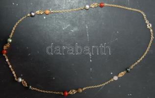 Aranyozott ezüst lánc féldrágakövekkel 10,6 g