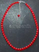 Csiszolt fazettált koral lánc ezüst szerelékkel