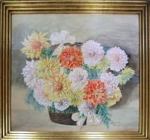 1935 Országh Ilona: Virágcsendélet, akvarell-papír, jelzett, keretben 80x90 cm