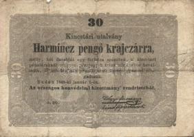 1849. 30kr "Kossuth-bankó" T:III-