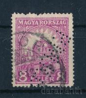 1926 Pengő-fillér 8f a posta kárára elkövetett hamisítvány, P.M.K.B. céglyukasztással.