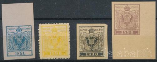 1850 4 db utánnyomat, 3 vágott és 1 fogazott érték, 1881 és 1890 évszámmal