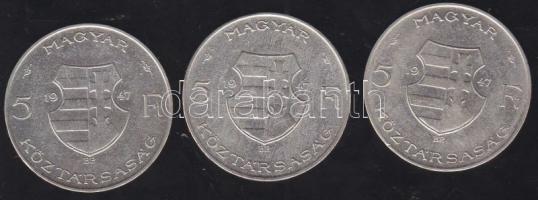1947. 5Ft Ag "Kossuth" (3x) T:2/3,3 ph