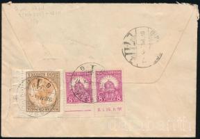 1926 Ajánlott levél 2.500K + 2 x 8f vegyes bérmentesítéssel / Registered cover with mixed franking
