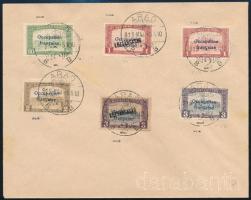 Arad 1919 6 klf bélyeg címzetlen borítékon "ARAD" bélyegzéssel / 6 stamps on envelope Signed: Bodor