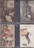 20 db régi Újévi üdvözlőlap, közte több litho / 20 New Year greeting cards