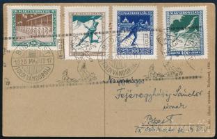 1925 Helyi levelezőlap 4 db Sport bélyeggel és "BUDAPEST / TOLDI VÁNDORDÍJ" alkalmi bélyegzéssel
