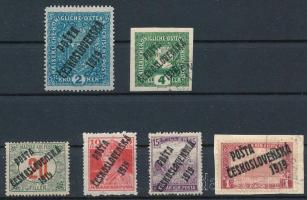 Posta Ceskoslovenska 1919 4 db magyar és 2 db osztrák bélyeg