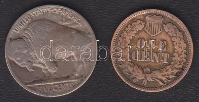 USA 1908. 1c "Indián" T:3 + 1920. 5c "Bivaly" T:3