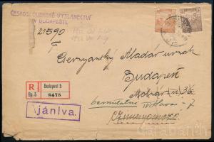 1922 Helyi ajánlott levél 8K bérmentesítéssel