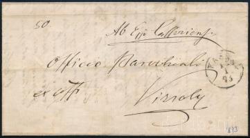 1873 Ex offo levél / cover \"KASSA\" - \"VIZSOLY\" + \"FORRÓ\" + \"VENDÉGI\"