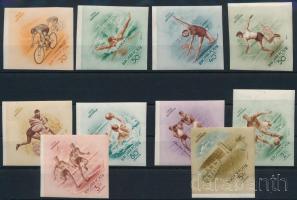 1953 Népstadion ívszéli vágott sor Mi 1320-1329 imperforate margin set