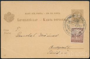 1921 Millenniumi díjjegyes levelezőlap Arató 35f díjkiegészítéssel, kiállítási bélyegzéssel
