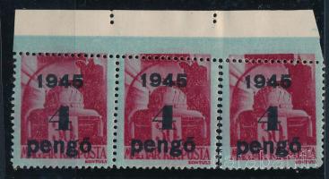 1945 Kisegítő 4p/30f ívszéli 3-as csík látványos elfogazással