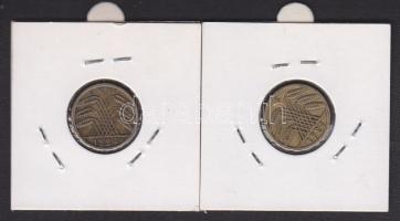 Németország/Weimari köztársaság 1924F 5Pf duplaveret + 1924F 5Pf támpéldány T:1,2