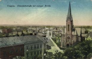 Opava, Troppau; Elisabethstrasse, evangel. Kirche / street, church