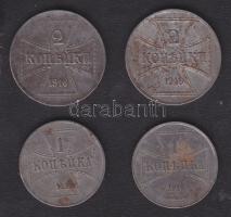 Német Birodalom/Császárság/I.vh./megszállt kelet-európai területek/Keleti Főparancsnokság 1916A 2K + 1916J 2K + 1916J 1K (2x) T:2,3