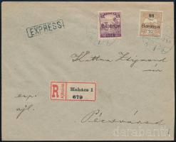 Baranya 1919 Ajánlott expressz levél 2 db bélyeggel "MOHÁCS" - "PÉCSVÁRAD"