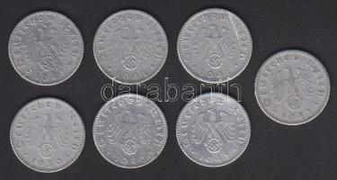 Német 3. Birodalom 1939A 50Pf, 1941A 50Pf, 1941D 50Pf (2x), 1941E 50Pf, 1941F 50Pf, 1943J 50Pf T:3 k...