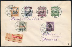 Temesvár 1919 6 db bélyeg expressz levélen
