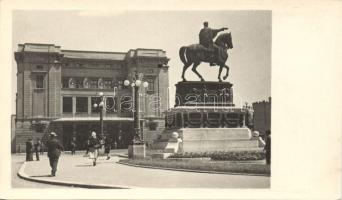 Belgrade National Theatre and Mihail statue photo