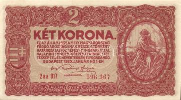 1920. 2K "2aa" 6 sorszám (6x) köztük kis ugrású sorszámokkal T:I,II