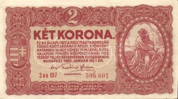 1920. 2K "2aa" 6 sorszám (6x) köztük kis ugrású sorszámokkal T:I,II