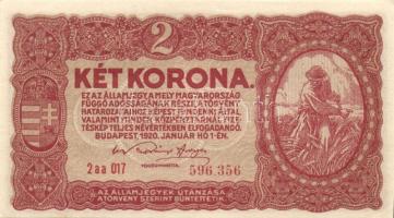 1920. 2K "2aa" 6 sorszám (6x) köztük kis ugrású sorszámokkal T:I,II