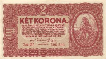 1920. 2K "2aa" 6 sorszám (6x) köztük kis ugrású sorszámokkal T:I,II