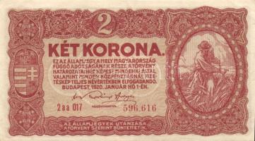 1920. 2K "2aa" 6 sorszám (6x) köztük kis ugrású sorszámokkal T:I,II
