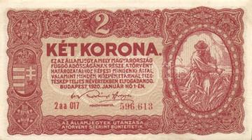 1920. 2K "2aa" 6 sorszám (6x) köztük kis ugrású sorszámokkal T:I,II