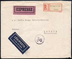 1944 Cenzúrázott ajánlott expressz légi levél Svájcba / Censored registered express cover to Switzerland