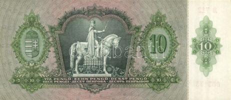 1936. 10P (3x) köztük kis ugrású sorszámokkal + 1946. 100000BP előlap festékhiányos T:I