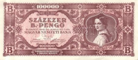 1936. 10P (3x) köztük kis ugrású sorszámokkal + 1946. 100000BP előlap festékhiányos T:I