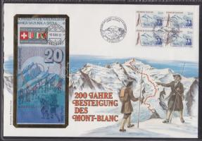 Svájc 1986. 20F elsőnapi bélyegzővel, dekoratív, nagyalakú bankjegyes, bélyeges borítékon,bélyeggel és alkalmi bélyegzővel T:I a bankjegy beváltható