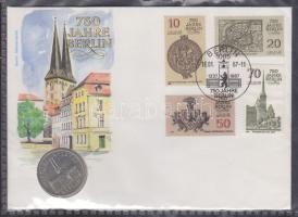 NDK 1987. 5M "Nikolaikirche" érmés borítékon teljes bélyegsorral, alkalmi bélyegzővel T:1