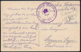 1915 Tábori posta képeslap (ágyús)