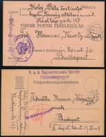 1915 2 db Tábori posta képeslap Kotsy Béla tisztiszolga kegyelm. Tamásy altábornagy úrnál / 2 Field postcard "EP / 187" + K.u.k. Rayonskommando Syrmien Stabskompagnie"