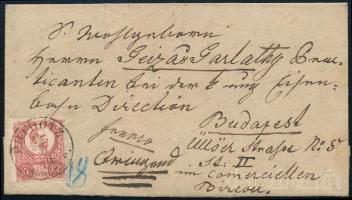 1874 Réznyomat 5kr levélen PRIBOCZ Szlovákia Zsolnai járás bélyegzéssel Gudlinban nem szerepel