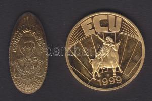 Európa 1999. "ECU" bicolor emlékérem T:PP + DN II. Lajos bajor királyt ábrázoló ovális emlékérem /Ludwig II of Bavaria oval medallion
