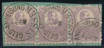 1871 Kőnyomat 25kr hármascsík kivágáson