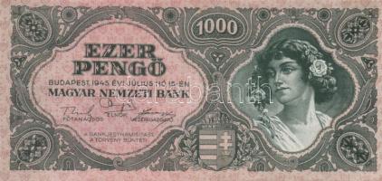 1945. 1000P (3x) egymásutáni sorszámmal és vágási hibával! T:I