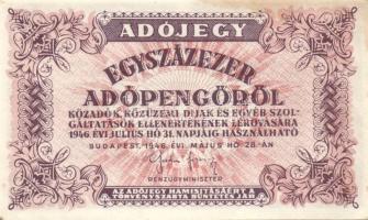 1946. 100.000AP (7x) fehér papíron "5600." rendelettel T:I-,II+