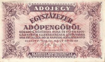 1946. 100.000AP (7x) fehér papíron "5600." rendelettel T:I-,II+