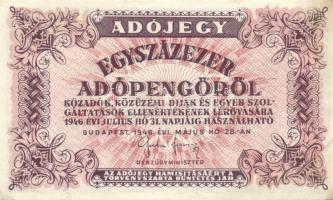 1946. 100.000AP (7x) fehér papíron "5600." rendelettel T:I-,II+