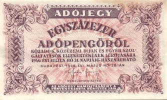 1946. 100.000AP (7x) fehér papíron "5600." rendelettel T:I-,II+