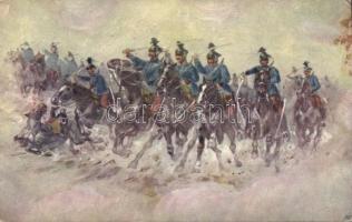 Cavalrymen attacking