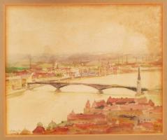 Olvashatatlan jelzéssel: Horthy Miklós híd. Akvarell, papír, keretben 27×37 cm
