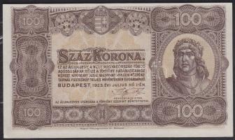 1923. 100K felfelé csúszott előlapi nyomat T:I